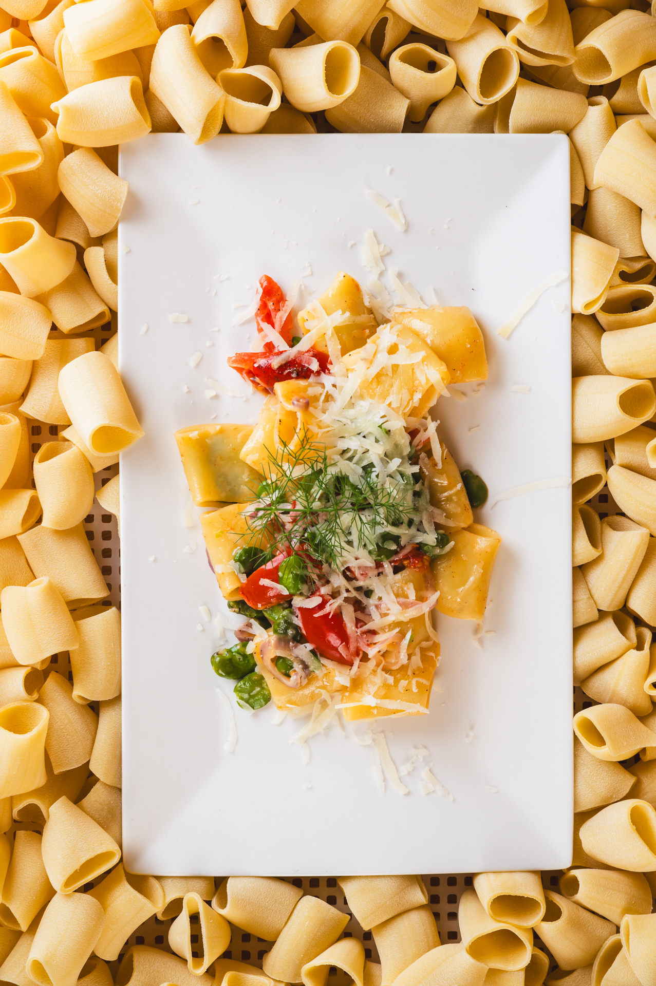 Paccheri con sugo e formaggio calabrese - Primo piatto ristorante Le Baccanti